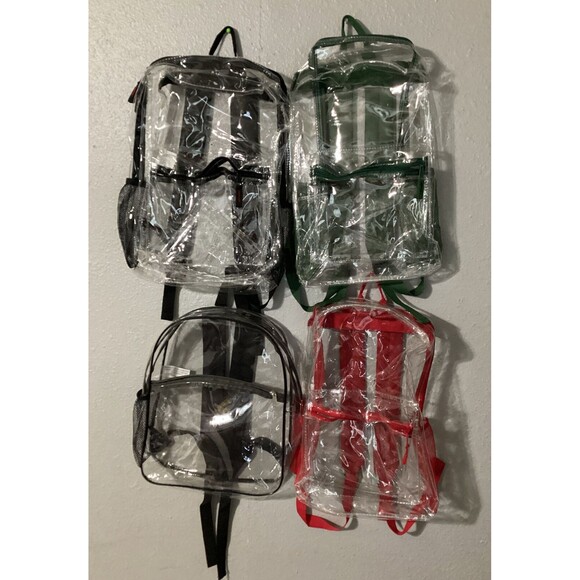 Unbranded Other - 4 Pack Of Clear School Backpacks New No Tags 2 Black One Green And One Red.